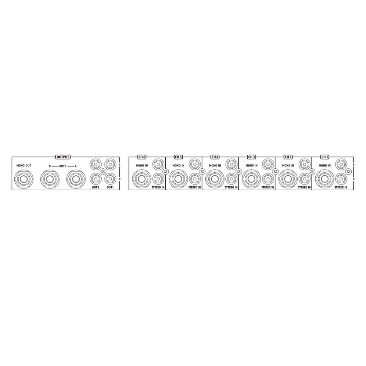 IMG STAGELINE ULM-164/SW 6 Stereo-/Mono-Eingänge Line-Mixer