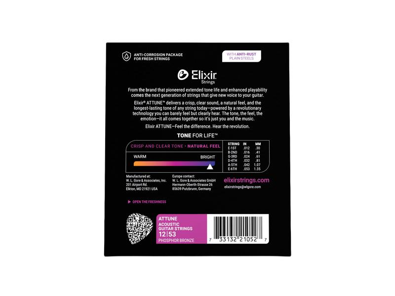 Elixir Attune 21052 Phosphor Bronze 12-53
