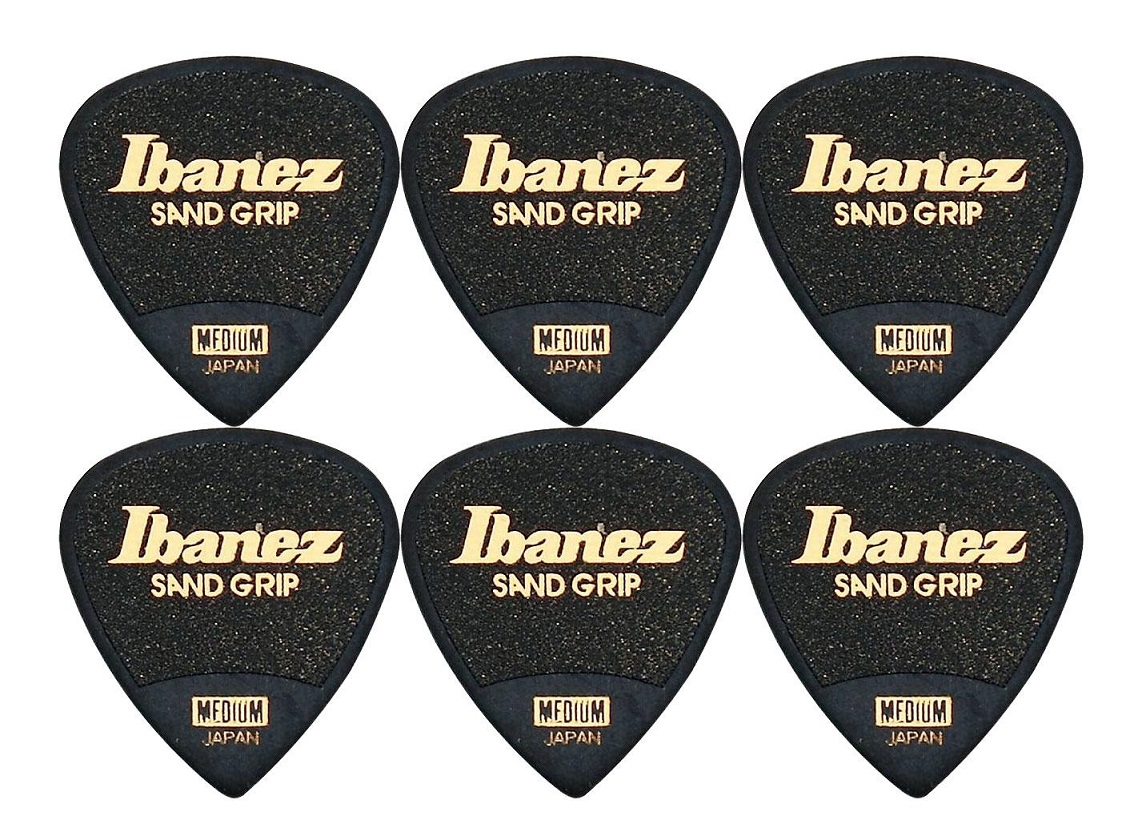 Ibanez Flat Pick Sand Grip schwarz 6 Stück - PPA16MSG-BK