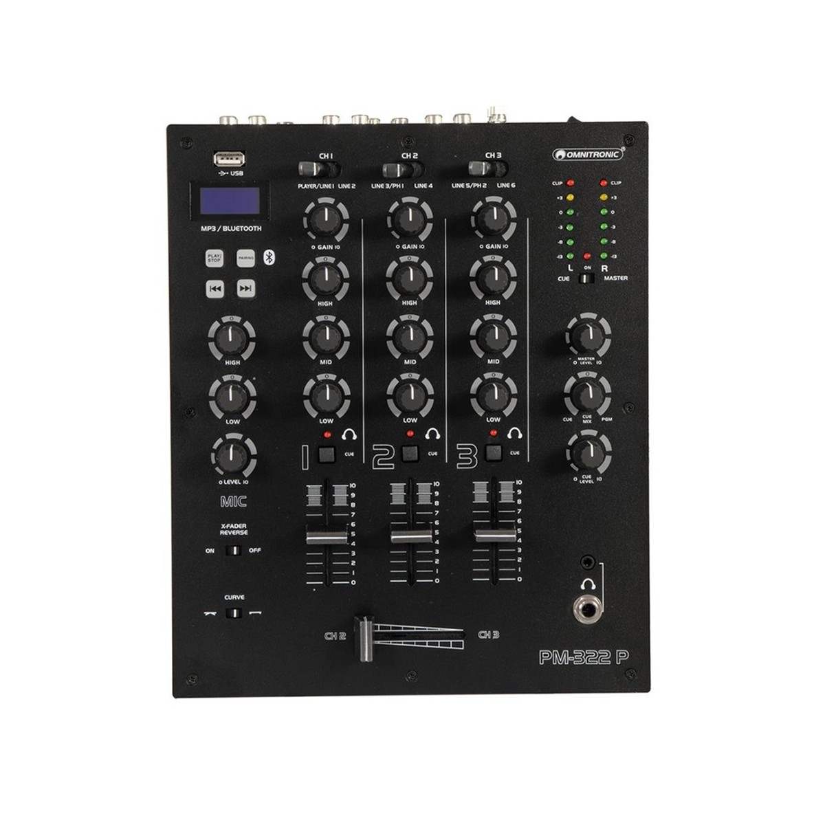 OMNITRONIC PM-322P DJ-Mixer mit Player und BT
