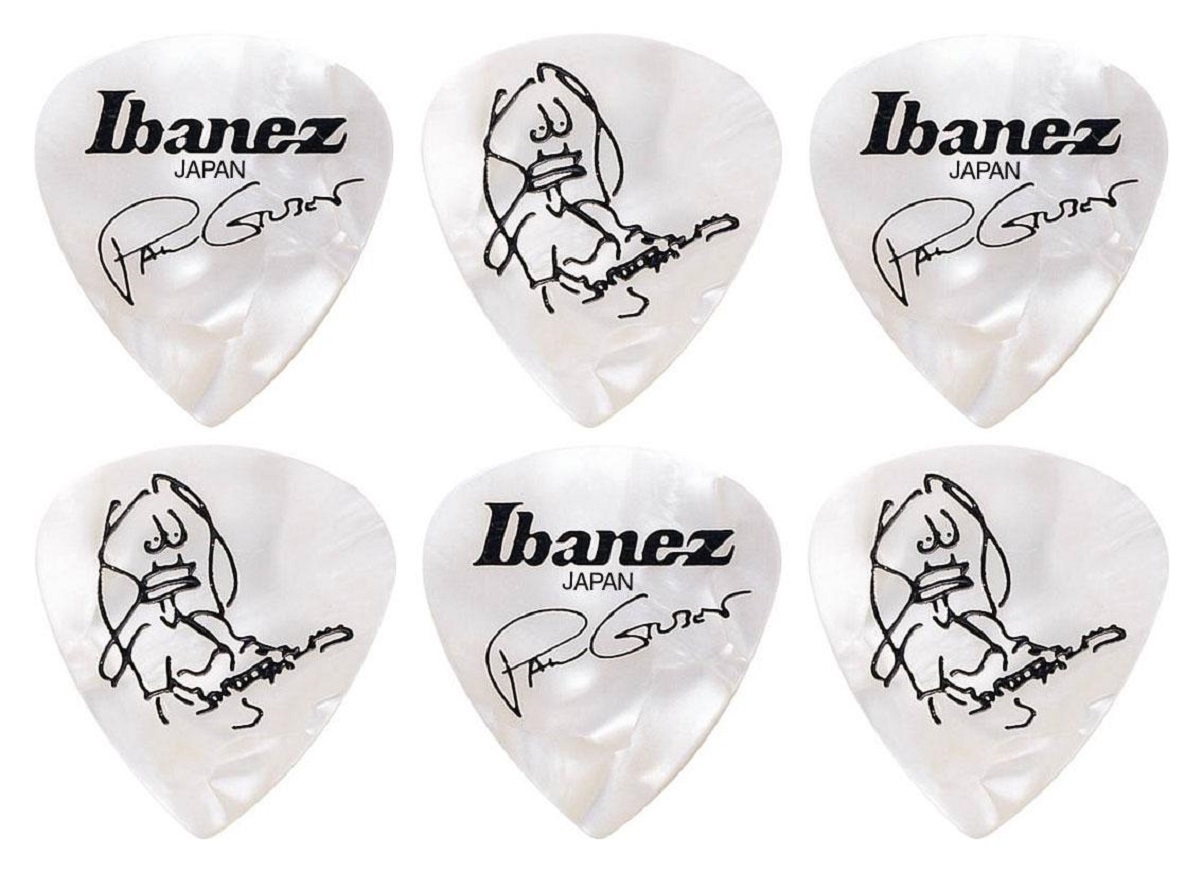 Ibanez B1000PG-PW Plektren Signature Serie - Paul Gilbert 6 Stück Perlweiss 1,0mm Heavy