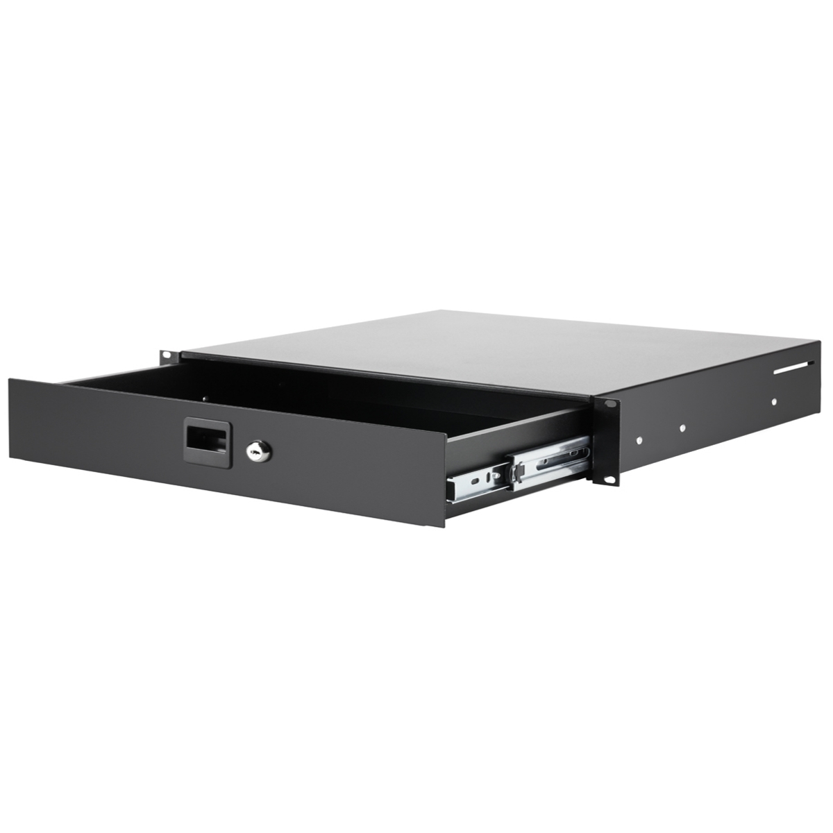 Adam Hall 19" Parts 87402A Rackschublade 2HE Aluminium mit Schloß, Vollauszug, Schnelltrennung