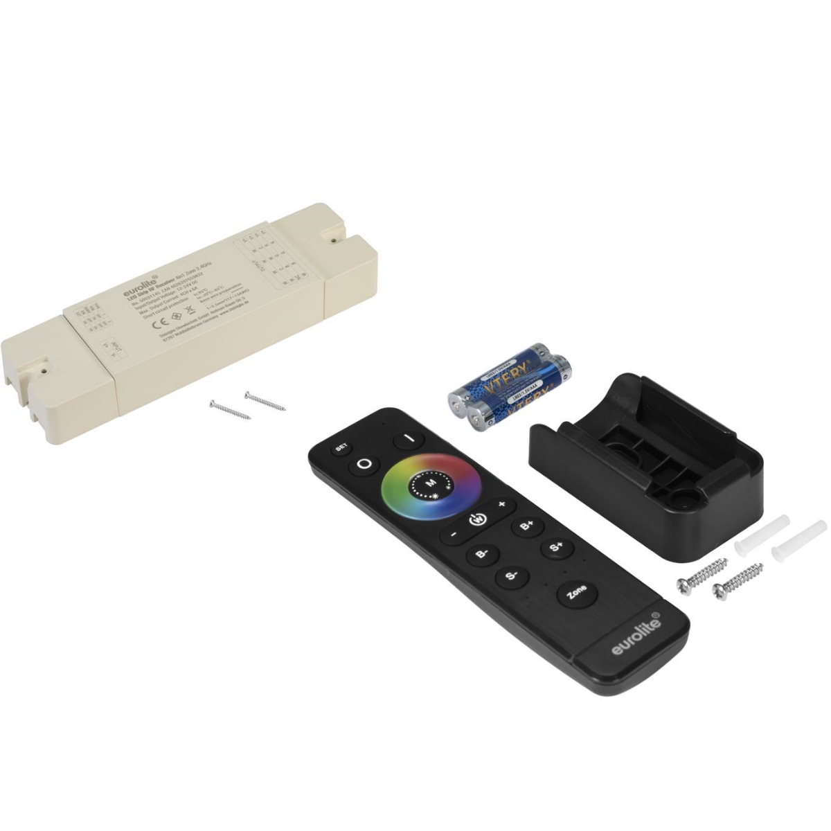 eurolite LED Strip 4in1 Zone RF Empfänger/Controller mit IR-Fernbedienung, 4x 6A für RGB/W und Dualweiß, ohne Netzteil